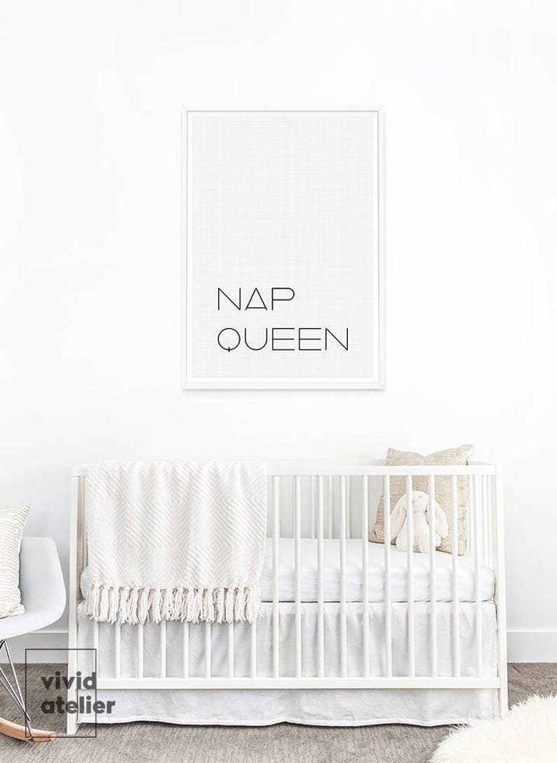 Nap Queen Print, Napqueen, Baby Girl Nursery, Girls Bedroom Decor, Baby Shower, Nursery Quote, Typography Poster, New Mom Gift, Kids Room image 4