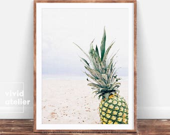 Pineapple Wall Art Print, Pineapple Photography, Beach Print, Beach Decor, Tropical Wall Print, Instant Download, Printable, Tropical Art