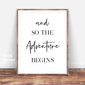 Adventure Begins Print, Typography Print, Nursery Wall Art, Typography ...