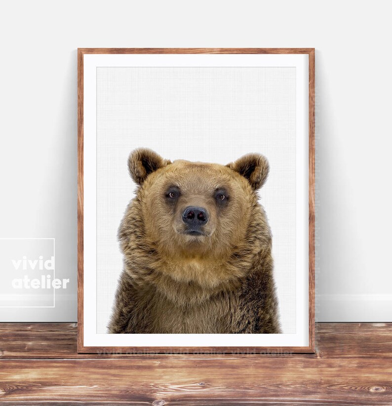 Bear Print, Printable Woodlands, Nursery Woodland Art, Woodland Animals, Nursery Forest Decor, Kids Room Decor, Forest Animal, Nursery Art image 1