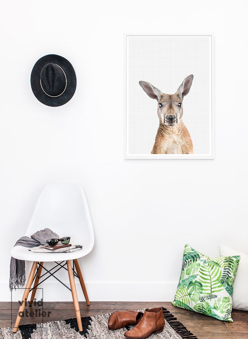 Kangaroo Print Nursery Decor Australian Animal Wall Art Etsy