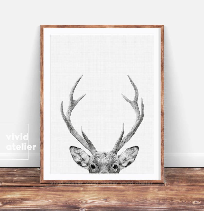 Deer Print, Woodland Nursery, Nursery Wall Art, Printable Art, Deer Head, Nursery Decor, Woodland Animal Print, Downloadable Prints, Poster image 1