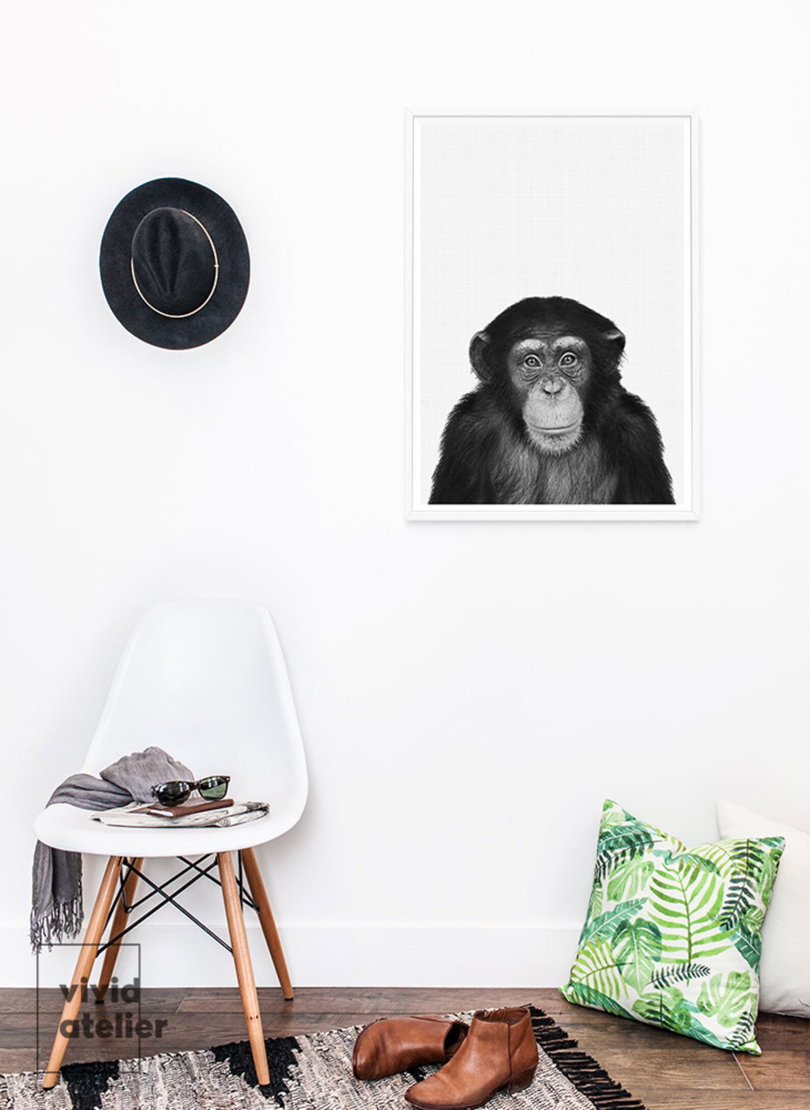 Black and White Monkey Print Nursery Wall Art African Etsy