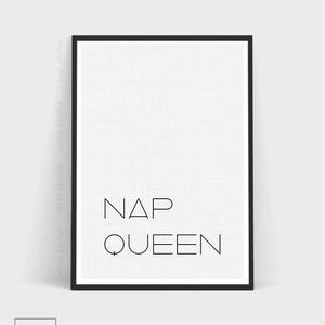Nap Queen Print, Napqueen, Baby Girl Nursery, Girls Bedroom Decor, Baby Shower, Nursery Quote, Typography Poster, New Mom Gift, Kids Room image 2