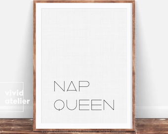 Nap Queen Print, Napqueen, Baby Girl Nursery, Girls Bedroom Decor, Baby Shower, Nursery Quote, Typography Poster, New Mom Gift, Kids Room