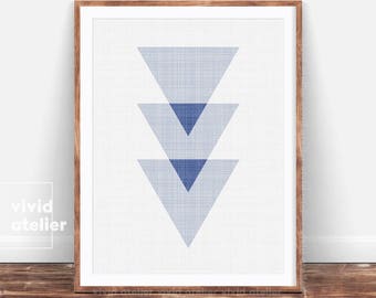 Triangles Print, Triangles, Navy Blue Nursery Art, Navy Blue Wall Print, Navy Print Art, Geometric Print, Minimalist, Modern Nordic Poster