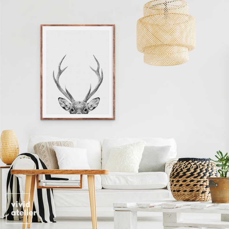 Deer Print, Woodland Nursery, Nursery Wall Art, Printable Art, Deer Head, Nursery Decor, Woodland Animal Print, Downloadable Prints, Poster image 4