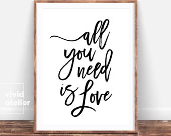 Typography Print Love, Typography Printable, Typography Wall Art, Downloadable Art, Bedroom Decor, Bedroom Wall Art, Nursery Wall Art Girl