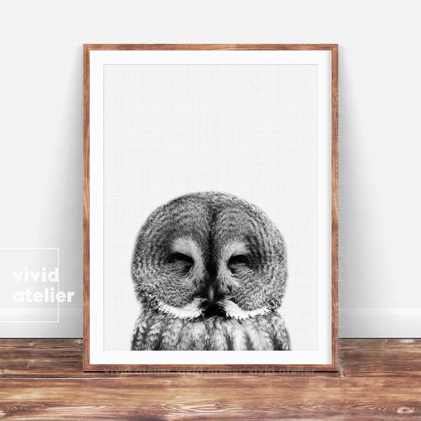 Owl Print, Nursery Wall Art, Nursery Decor, Woodlands Animal Print, Forest Animal Printable, Baby Woodland Decor, Wilderness Wall Art Print