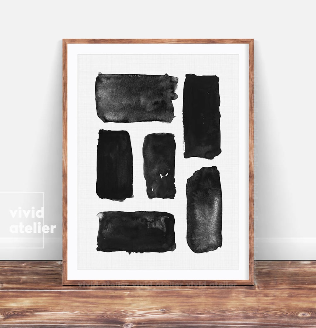 Brush Stroke Print, Abstract Wall Art, Black and White Art, Ink ...
