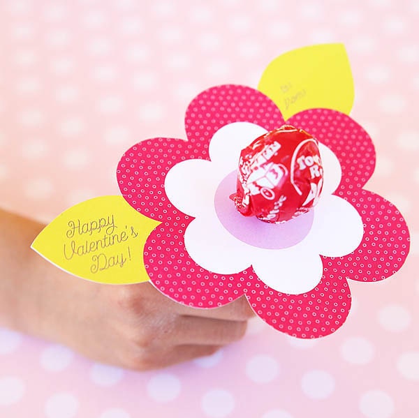 Printable Tootsie Pop Flower Valentine - Etsy
