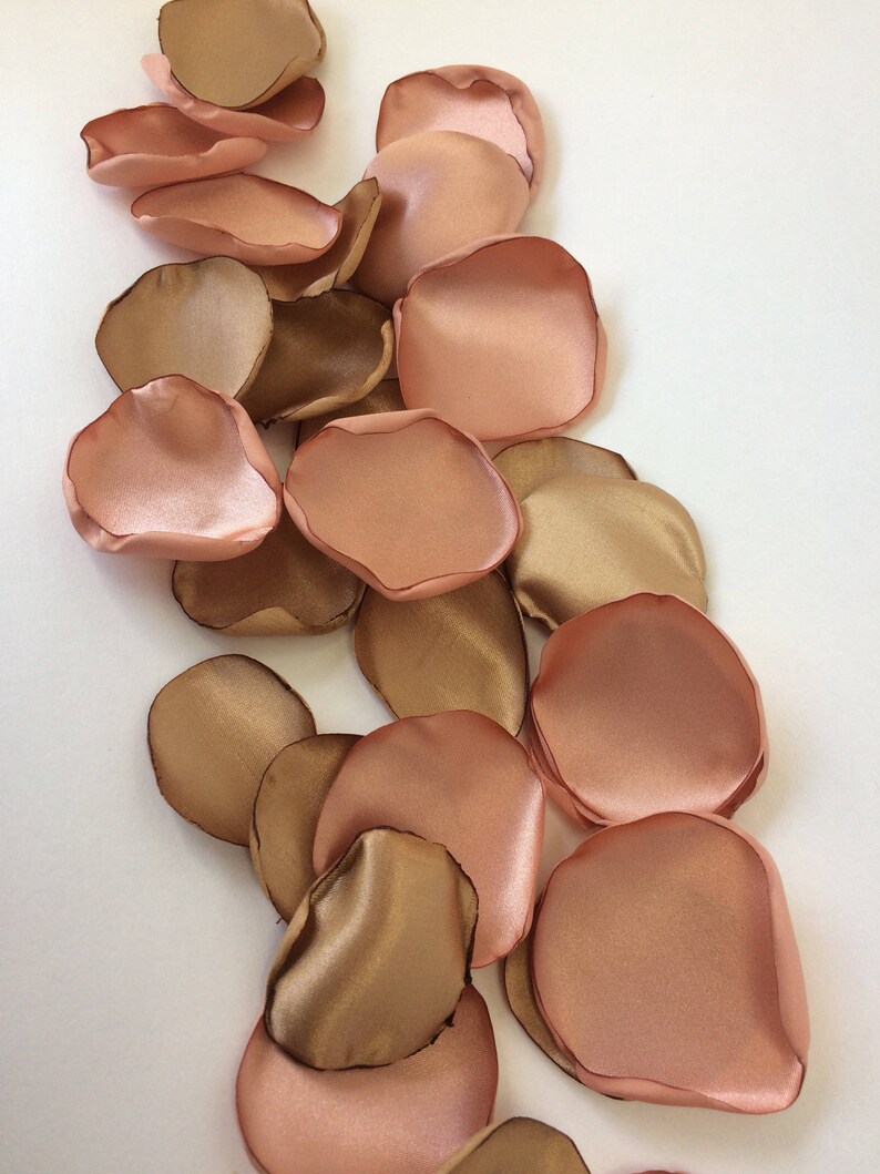 Handmade Satin Goldand Rose Gold Fabric Flower Petals Wedding Etsy