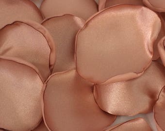 Handmade satin Rose Gold fabric flower petals- wedding toss, flower girl, aisle decor, satin petals, bendy blossoms bendyblossoms