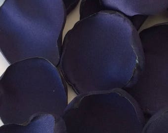 Dark navy blue-Handmade satin fabric flower petals- wedding toss, flower girl, aisle decor, satin petals, bendy blossoms bendyblossoms