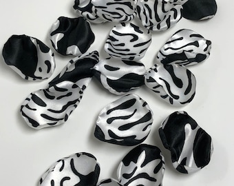 Animal print black and white rose petals/ handmade and customizable/ wedding, special occasion, bachelorette decor