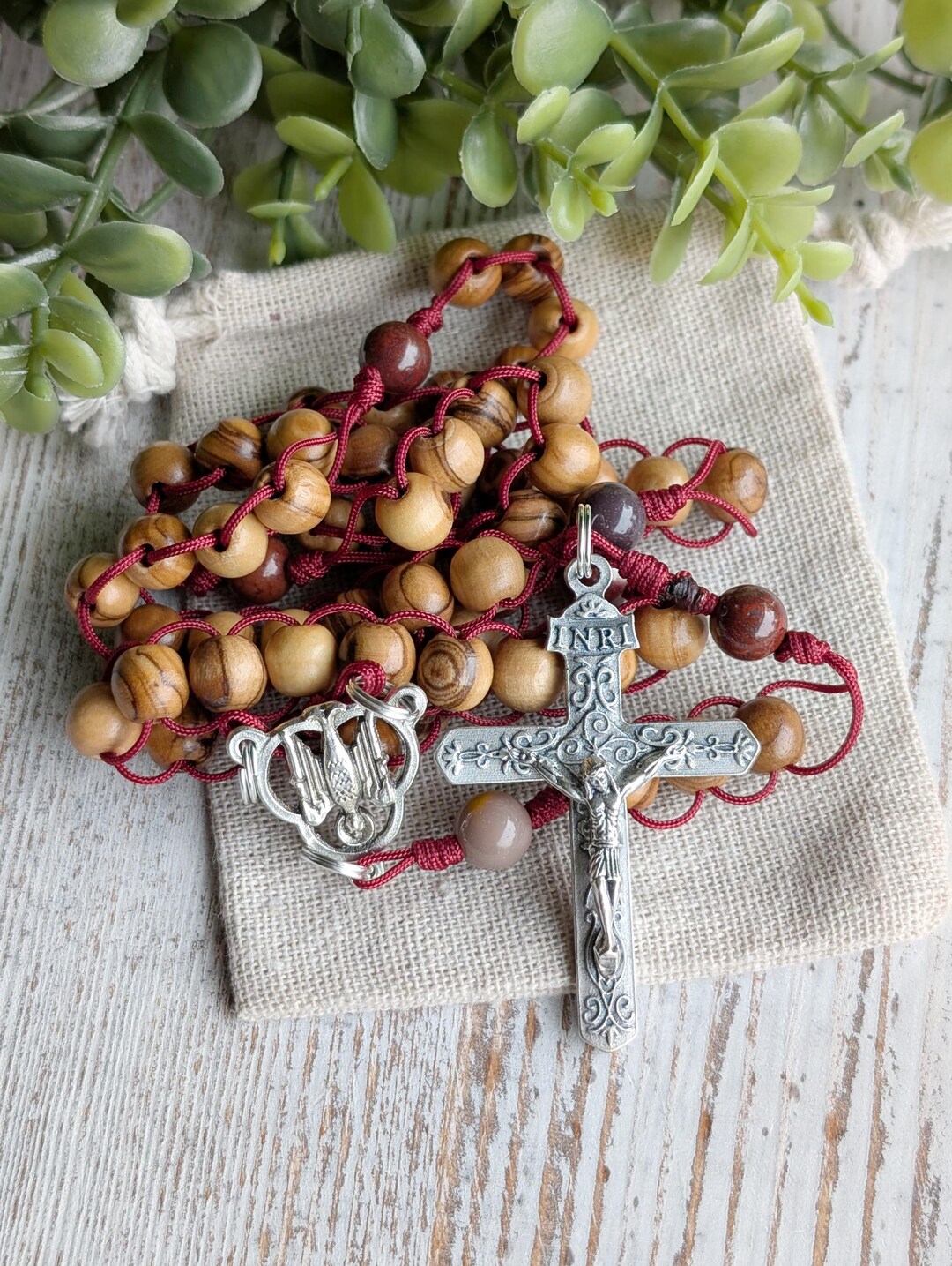 Confirmation Holy Spirit Silver Tone + Olive Wood and Mookaite Ladder ...