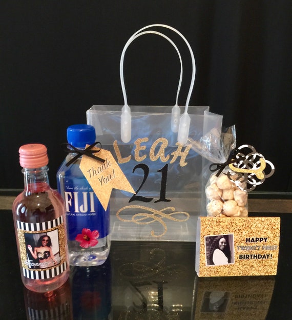 Adult Party Favor Bags with Name and Age Includes Fiji