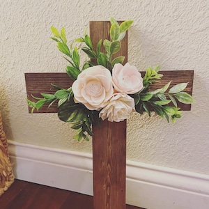 Luna Bella Handmade  | Sola Wood Flowers | Wood Cross | Easter | Farmhouse | Boho wood flowers | Faith | Wood Cross Sign | Rustic