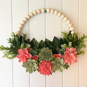 LunaBellaHandmade  | Sola Wood Flowers | Wood Bead Sign | Winter | Wedding | Boho wood wreath | Gifts | Valentine | Wood Round Sign | Rustic