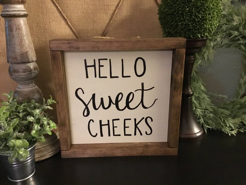 Download Hello Sweet Cheeks sign Funny bathroom wood sign | Etsy