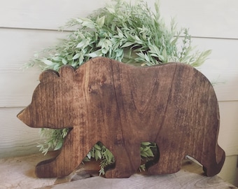 Handcut Wooden Bear Sign | Rustic Woodland Nursery Decor