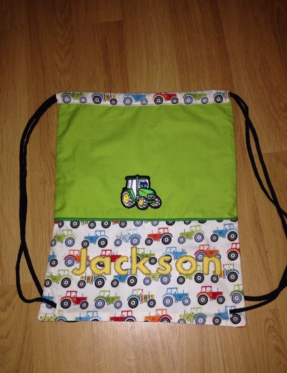 Tractor Personalised Bag Children's Drawstring Bag Etsy