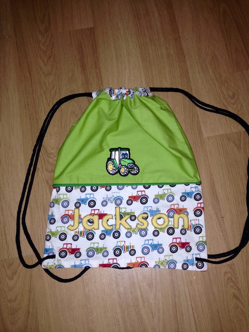 Tractor Personalised Bag Children's Drawstring Bag Etsy