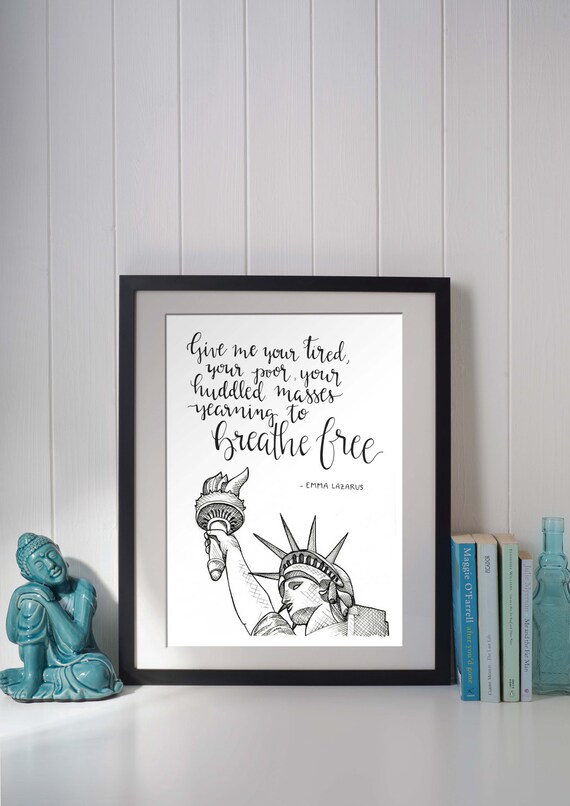 Emma Lazarus Quote Statue of Liberty Wall Art Print the