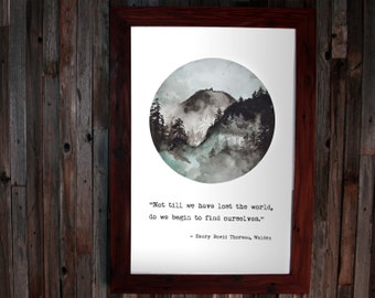 Henry David Thoreau Quote Watercolor Art Print | Nature Watercolor Print | Mental Health | Wall Art Quotes | Book Club Gift