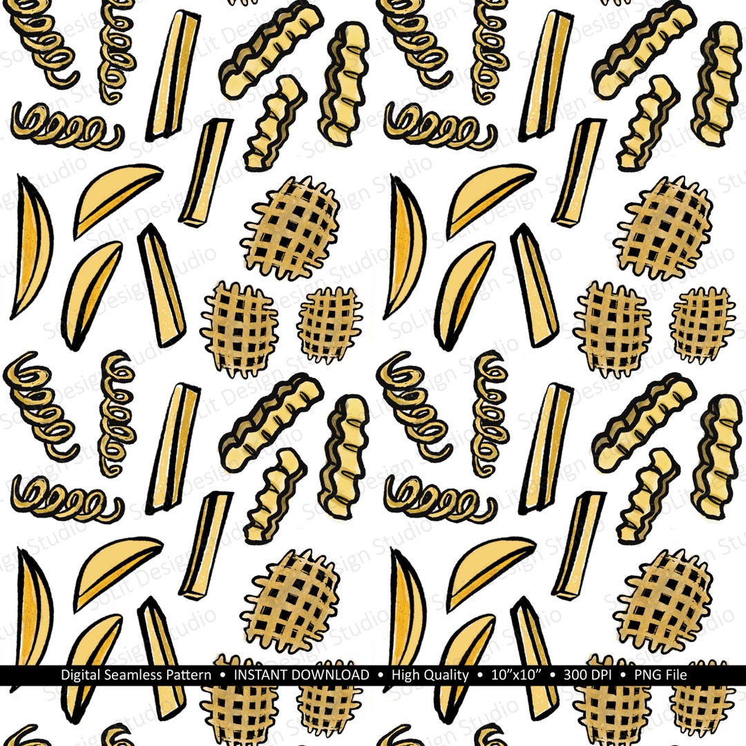 French Fries Seamless Pattern: 300 DPI PNG (digital Download) - Etsy