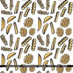 French Fries Seamless Pattern: 300 DPI PNG (Digital Download)