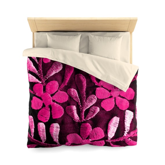 Hot Pink Flowers Microfiber Duvet Cover Etsy