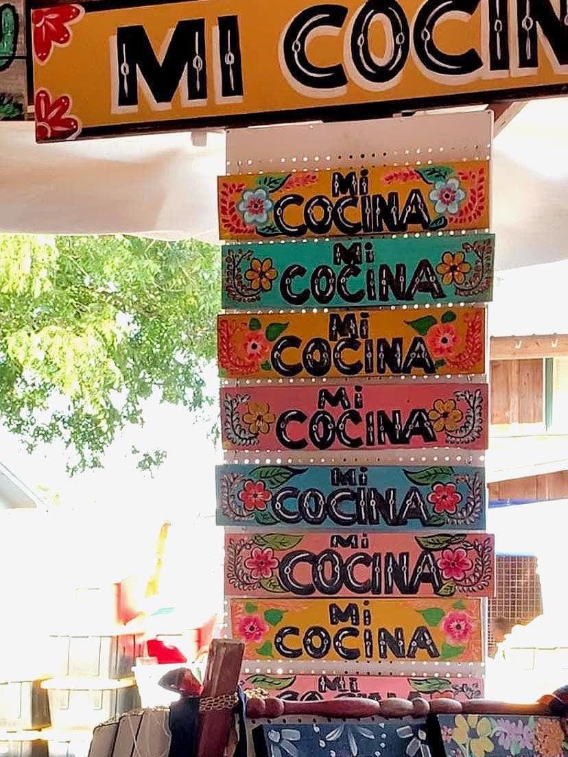 Mi Cocina  ( My Kitchen ) Hand Painted Wood Signs Mexican Folk Art Mexican Modern Design