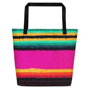 Magenta Sky Serape Print Beach Bag