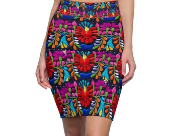 Mexican Red Sunflower Women's Pencil Skirt