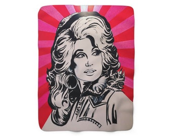 Queen of Country in Vibrant Pink Candy Rays Original Artwork of Painting Beautifully Printed on a Soft Sherpa Fleece Blanket  Perfect Gift