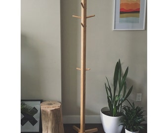 The Stand - American Ash Midcentury Standing Coat Rack