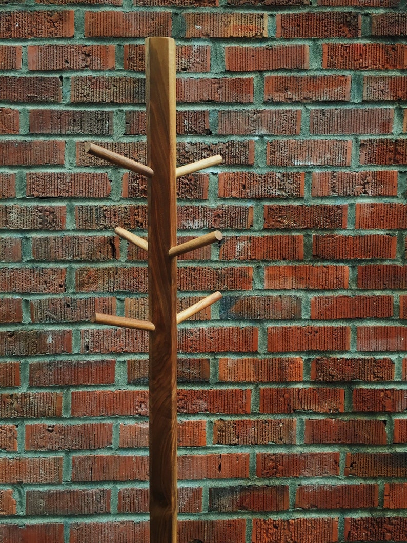 Walnut Mid Century Standing Coat Rack image 5