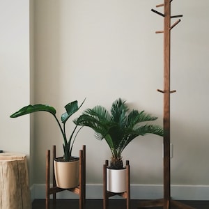 Walnut Mid Century Standing Coat Rack