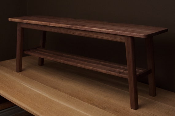 Dark wood shoe bench sale
