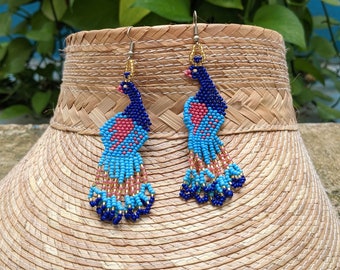 Beaded Peacock Earring Set