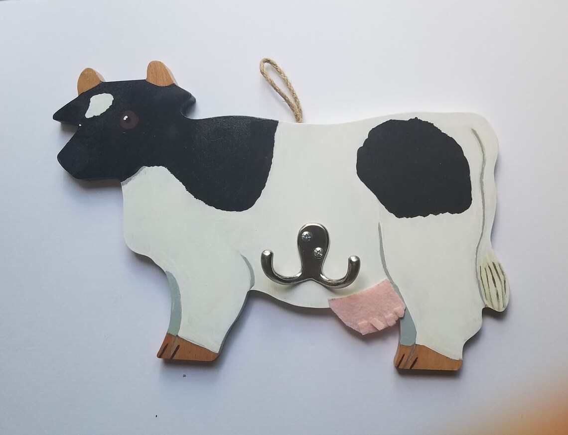 Wooden Cow Pot Holder Rack Holstein Cow Rack Cow Lovers Etsy