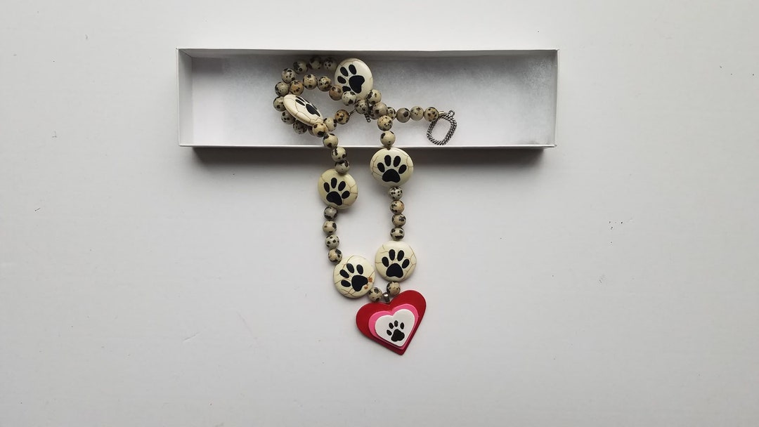 Dog Print Necklace Dog Print Pendant Gift for Her Dog Lovers Etsy