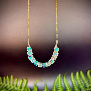 Swarovski rainbow iridescent crystal beaded pendant, with 14k gold filled chain, tarnish free jewelry, crystal pendant, dainty necklace