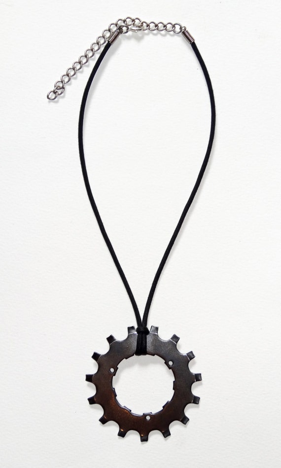 Items similar to Upcycled Bicycle Gear Pendant Necklace, Bike lover