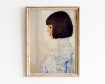 Art Print by Gustav Klimt, Portrait of Helene Klimt, Digital Download, Portrait of A Girl, Printable Vintage Painting, Classic Wall Art