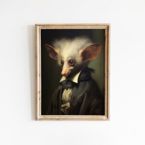 Gothic Aye-Aye Poster, Vintage Animal Portrait, Gothic Art Print, Animal Art, Bestiary, Dark Academia,  Renaissance Portrait