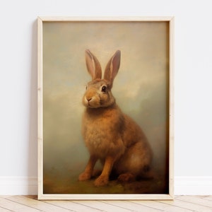 Rustic Rabbit Painting Printable Wall Art Digital Download - Etsy
