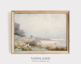 Coastal Painting, Printable Poster, Wildflower Season, Landscape Painting, Warm Tone Print, Downloadable Art, Digital Landscape Print LC_007