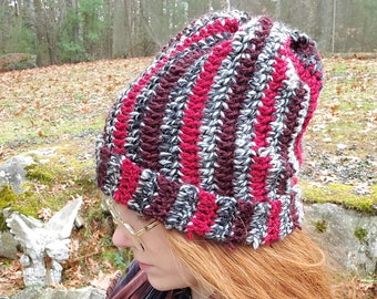 21" Red & Back Slouchy Beanie